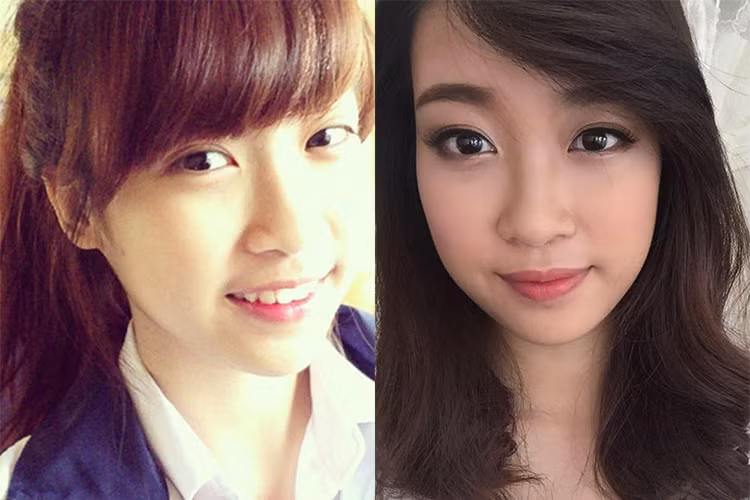 Tuy nhiên, nhờ trang điểm cầu kỳ, gương mặt của cô sinh viên Đại học Ngoại thương Hà Nội trông sắc nét hơn. 