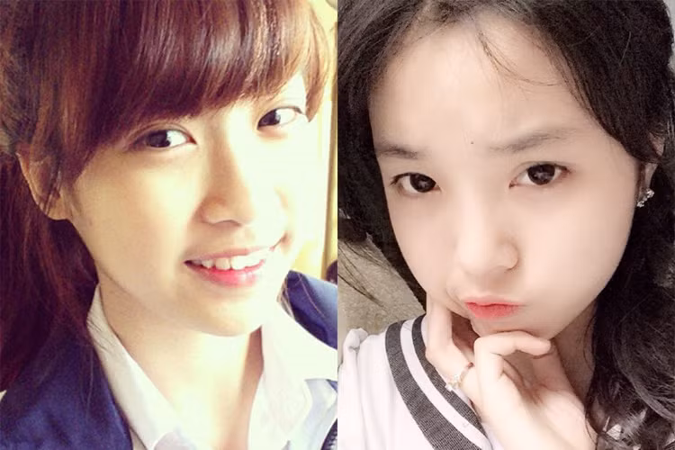 Hình ảnh không son phấn nhưng vẫn xinh đẹp của Hoa hậu Việt Nam 2016 và Hoa hậu Việt Nam 2014 thời còn học cấp 3. 