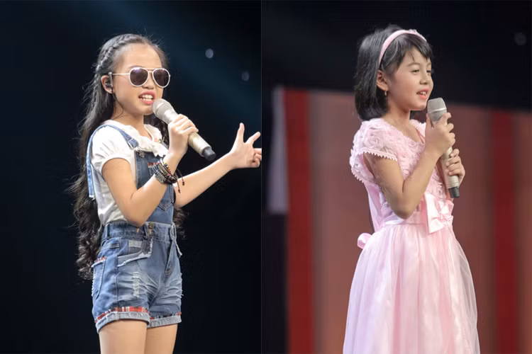 Kết thúc tập 4 vòng Giấu mặt The Voice Kids 2016, hai giọng ca nhí Nguyễn Thị Thùy Trang (phải) và Nguyễn Hải Anh cũng được chọn. Các bé về đội của Vũ Cát Tường.