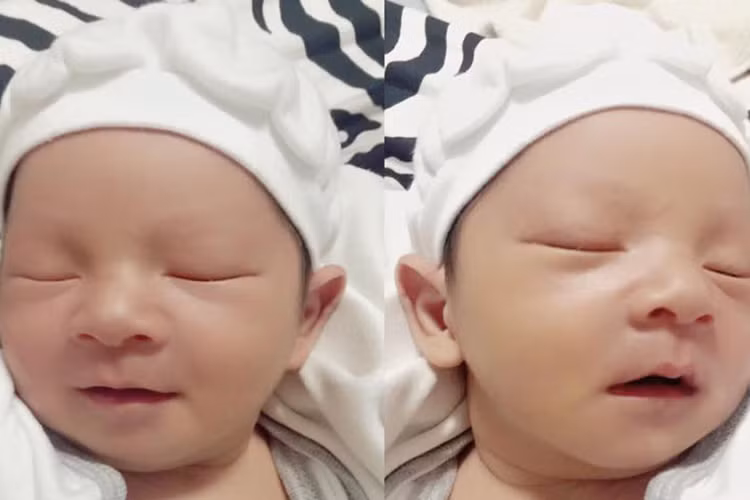 Khoảnh khắc đáng yêu khi ngủ của nhóc tì thứ 4 nhà Lý Hải - Minh Hà lúc được 2 tuần tuổi.