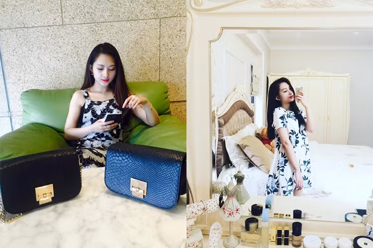 Em gái Nam Cường cũng rất mê túi xách. Ở Anh, cô có phòng ngủ tiện nghi, sang trọng với tông màu trắng làm chủ đạo.