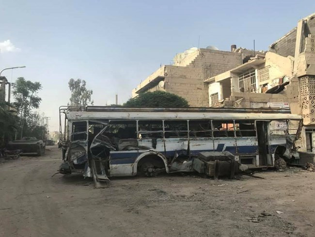 Một góc quận Hajar Al-Aswad vừa được giải phóng sáng 05.05.2018 theo Al-Masdar News