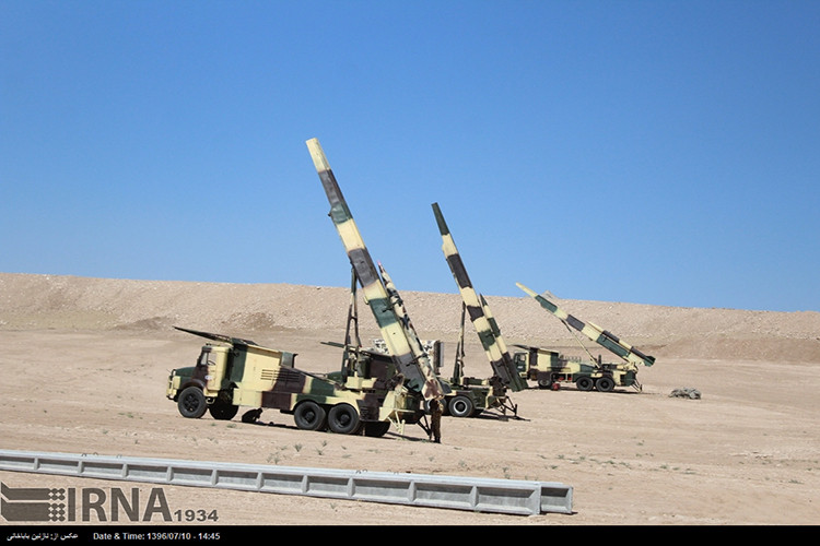 Từ năm 2015, Iran đã công bố phát triển thành công tên lửa hành trình tấn công mặt đất Soumar với tầm bắn tới 2.500 km. Tên lửa này được cho là sao chép lại từ tên lửa hành trình tấn công mặt đất Kh-55 của Liên Xô. Nguồn ảnh: IRNA.