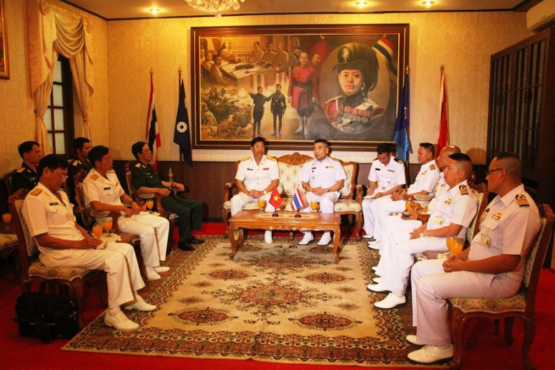 Quang cảnh buổi tiếp đoàn tại căn cứ Sattahip, Thái Lan.