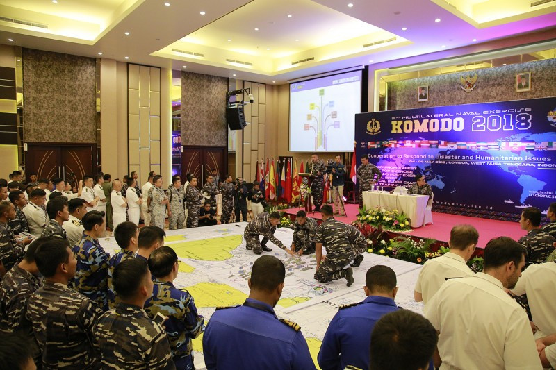 Quang cảnh diễn tập trên hải đồ, sa bàn MNEK 2018.