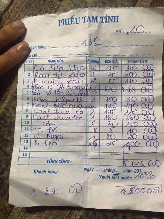 Chat chem du khach:Tinh tien tom trong bat canh 3.6 trieu