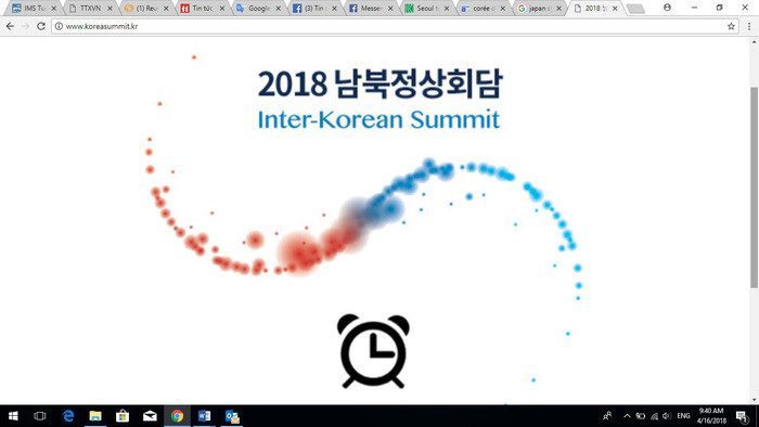 Giao diện trang web về cuộc gặp thượng đỉnh liên Triều sẽ hoạt động từ trưa 17-4 - Ảnh chụp màn hình.