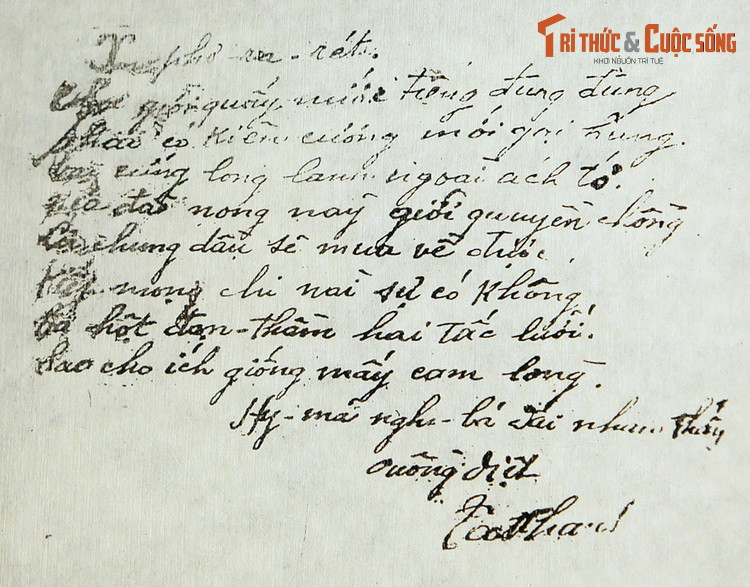 Một bức thư người thanh niên Nguyễn Tất Thành gửi cụ Phan Châu Trinh năm 1914.