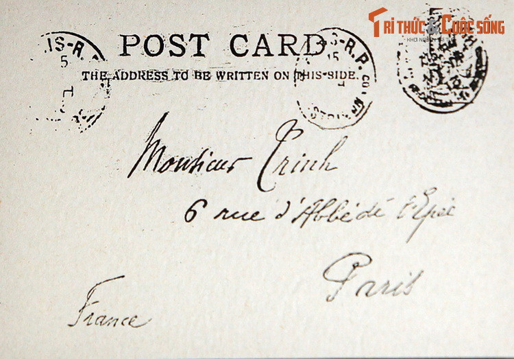 Bưu thiếp gửi cụ Phan Châu Trinh của người thanh niên Nguyễn Tất Thành, Paris năm 1914.