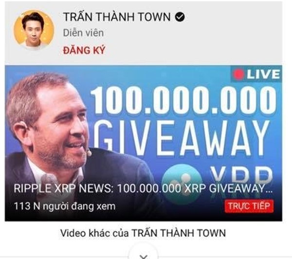 Sáng 26/11, kênh YouTube hơn 4,5 triệu lượt theo dõi của Trấn Thành bị hacker chiếm đoạt để livestream về tiền ảo Bitcoin.