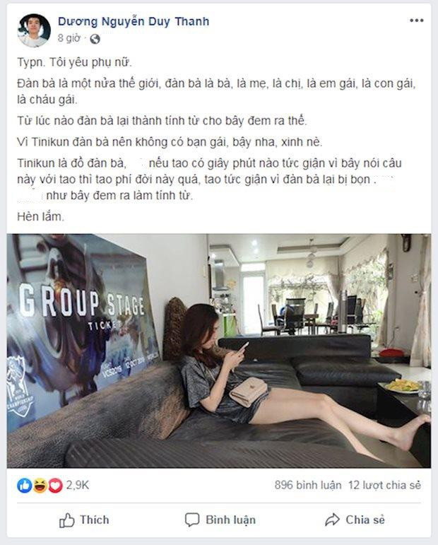 HLV Tinikun cũng bị antifan ghé thăm và chửi bới sau thất bại của đội tuyển, tuy nhiên anh chàng đã chứng minh mình là "chàng trai vàng trong làng cà khịa" khi đăng hẳn status dài để trả "cả vốn lẫn lãi" cho đối thủ.