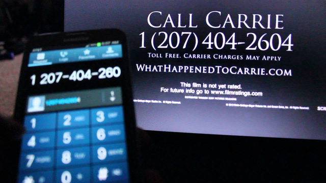 1(207) 404 – 2604 – Số điện thoại của Carrie: Số điện thoại này được tạo ra để quảng cáo cho phim kinh dị Carrie. Cuối trailer phim, dãy số này sẽ hiện ra cùng với lời nhắn "Hãy gọi Carrie".