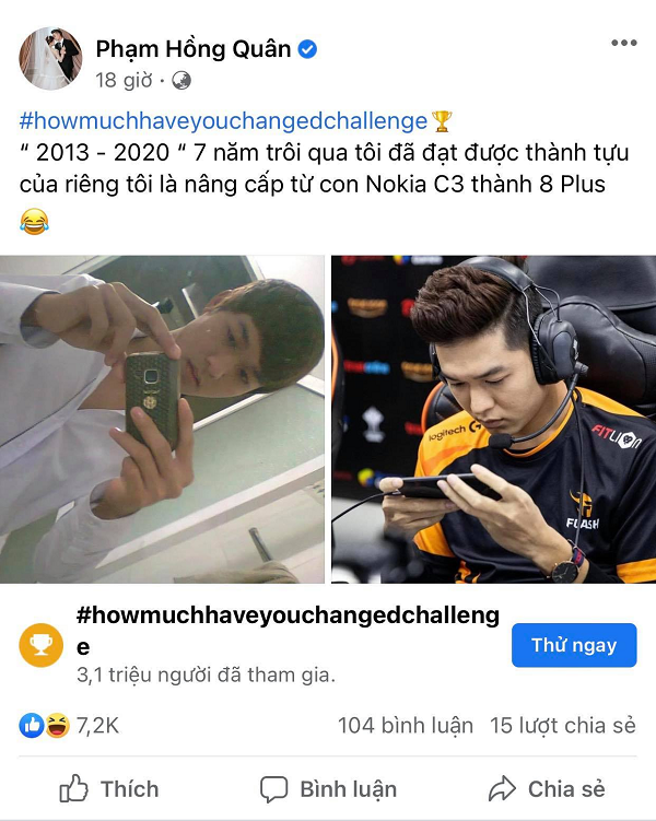 FL.Gấu khoe thành tích lớn nhất chính là đổi được điện thoại từ Nokia C3 thành iPhone 8 Plus