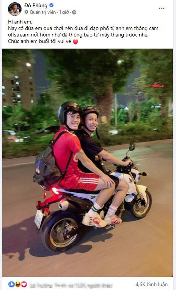 Vừa qua anh chàng hài hước thông báo offstream để đi chơi với Văn Toàn bằng bức ảnh không thể lầy lội hơn.