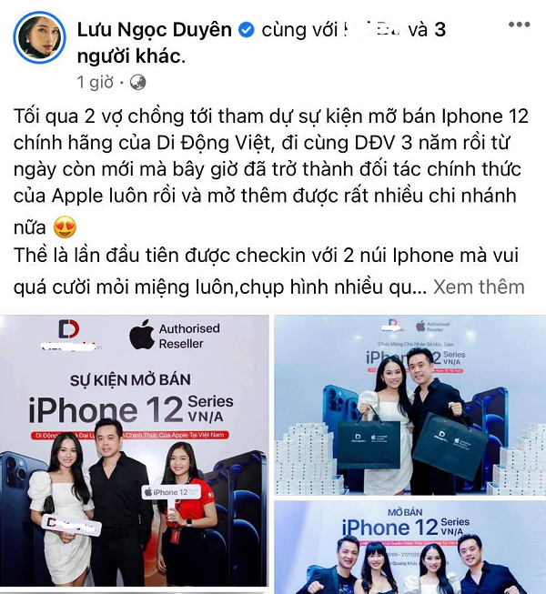 Vợ chồng nhạc sĩ Dương Khắc Linh cũng không nằm ngoài cơn sốt iPhone 12 năm nay.