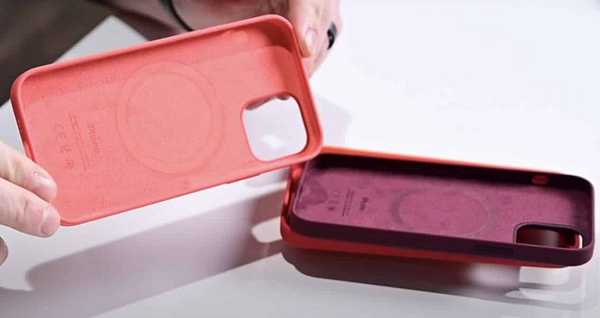Ốp silicon của Apple có thêm vòng nam châm khác với những phiên bản trước đây. Vòng nam châm này chính là điểm mấu chốt để giúp iPhone 12 có thể giữ được lực hít với các phụ kiện khác.