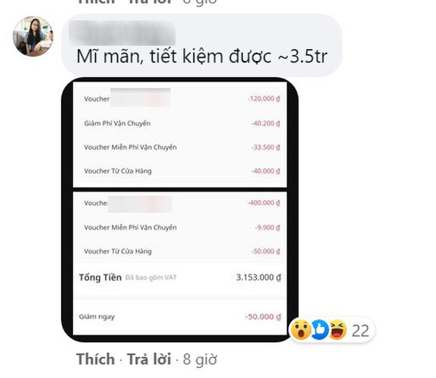 Một 'tay săn sale' lão luyện khi tiết kiệm được số tiền lên tới 3,5 triệu.