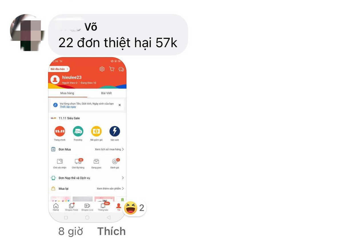 Đặt tới 22 đơn mà chỉ thiệt hại 57 nghìn đồng.