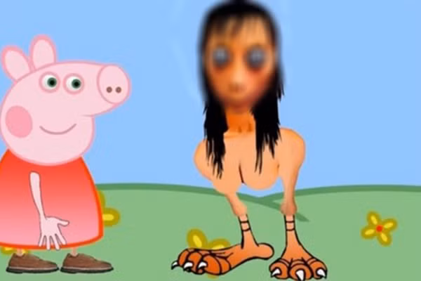 Hình tượng Momo là khuôn mặt của một người phụ nữ tóc đen dài, vầng trán nhô cao, hai mắt to tròn và lồi, khuôn miệng nhọn và rộng bất thường rất kinh dị khiến ai nhìn cũng ghê sợ.