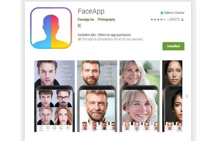 FaceApp là ứng dụng xử lý ảnh từng "gây sốt" trên toàn cầu với tính năng “lão hóa” hoặc “trẻ hóa” gương mặt có trong ảnh, giúp các gương mặt này trở nên già đi hoặc trẻ hơn.