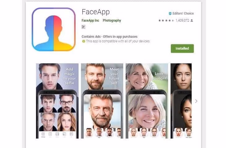FaceApp là ứng dụng xử lý ảnh từng "gây sốt" trên toàn cầu với tính năng “lão hóa” hoặc “trẻ hóa” gương mặt có trong ảnh, giúp các gương mặt này trở nên già đi hoặc trẻ hơn.