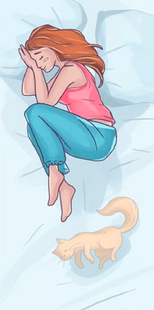 10. Nằm nghiêng tư thế "bào thai" hoặc sấp khi ngủ: Khi bạn nằm ngủ nghiêng, ở tư thế "bào thai", bạn sẽ ngăn cản cơ hoành di chuyển tự do, gây ra nhiều vấn đề khác nhau, bao gồm đau lưng và các vấn đề về phổi.