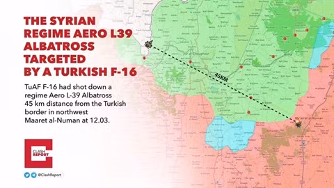Truyền thông Thổ Nhĩ Kỳ dẫn nguồn tin từ lực lượng quân sự nước này khẳng định rằng tiêm kích F-16 đã phóng một tên lửa không đối không ngoài tầm nhìn AIM-120 AMRAAAM, bắn hạ chiếc L-39 tại khu vực phía Tây thành phố Maaret al Numan từ cự ly lên tới 45 km.