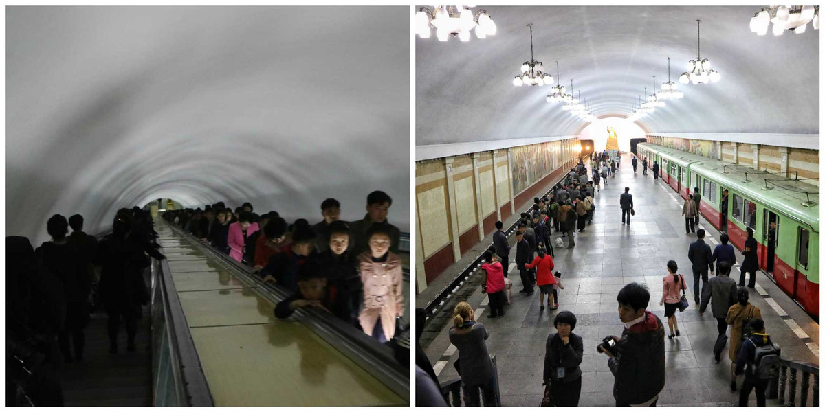 Cảnh tại nhà ga điện ngầm ở Triều Tiên.