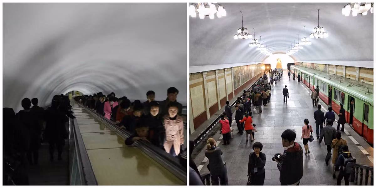 Cảnh tại nhà ga điện ngầm ở Triều Tiên.