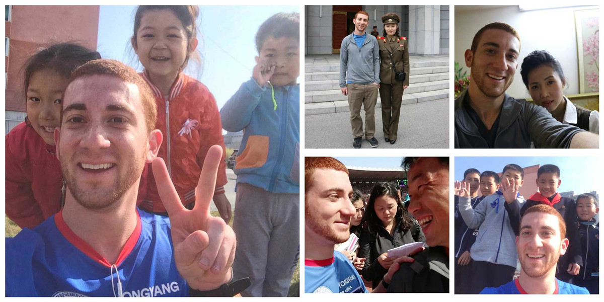 Những người dân Triều Tiên thân thiện, dễ mến chụp ảnh cùng Drew.