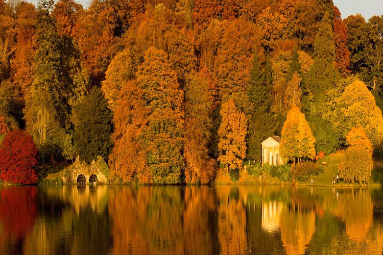 Cảnh sắc mùa thu thanh bình ở Stourhead, Wilshire.