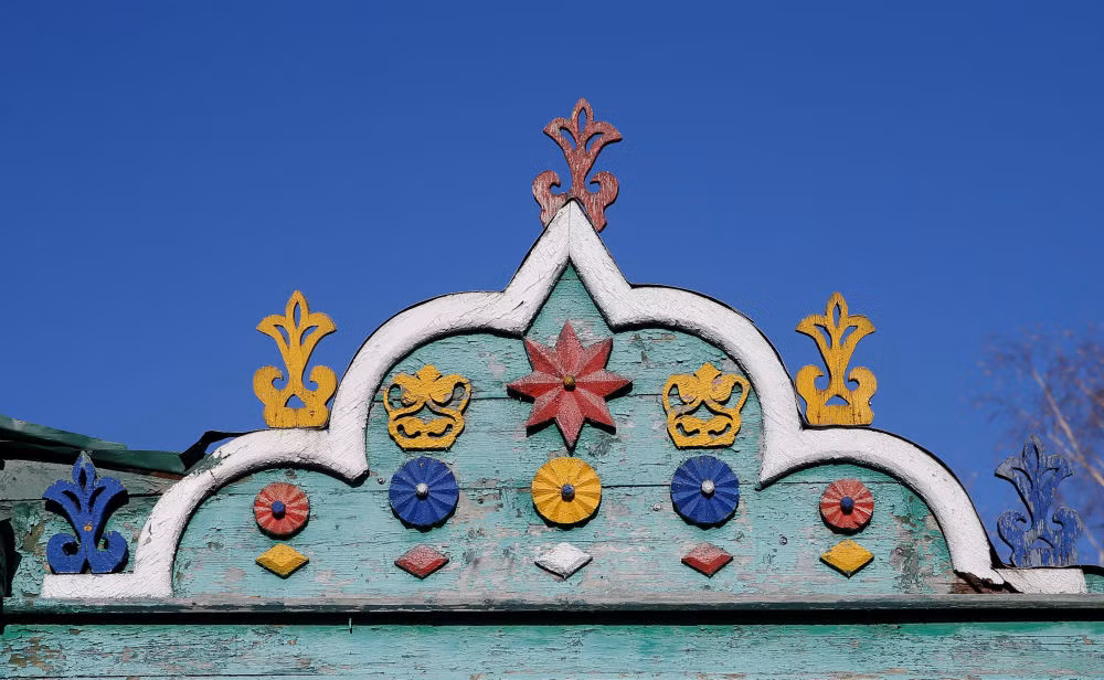 Họa tiết trang trí trên một ngôi nhà ở Rostov, vùng Yaroslav.