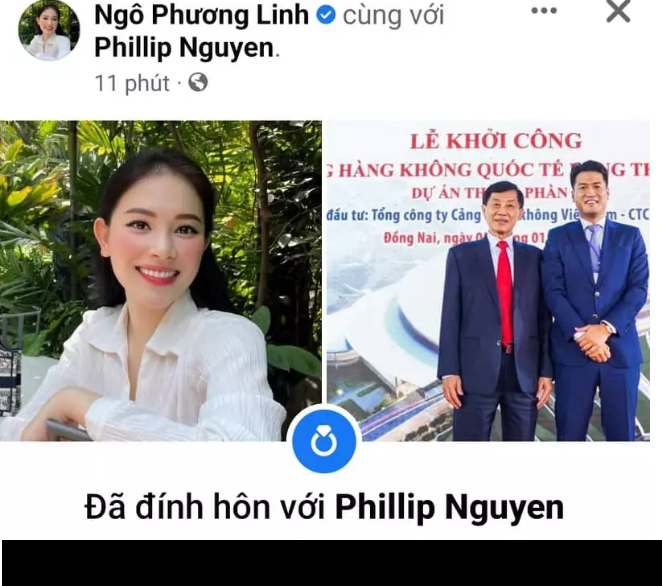 Cụ thể, Linh Rin cập nhật tình trạng "Đã đính hôn" với Phillip Nguyễn trên Facebook cá nhân. Không lâu sau đó, chàng thiếu gia cũng có động thái tương tự.