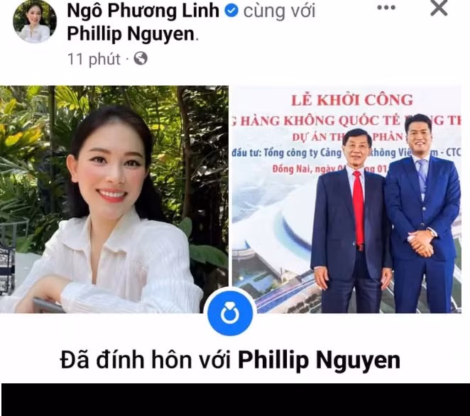 Cụ thể, Linh Rin cập nhật tình trạng "Đã đính hôn" với Phillip Nguyễn trên Facebook cá nhân. Không lâu sau đó, chàng thiếu gia cũng có động thái tương tự.