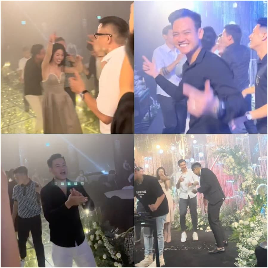 Ngay sau khi đám cưới kết thúc, dàn cầu thủ và các nàng WAGs đã tỏ ra vô cùng thoải mái khi nhún nhảy trên sân khẩu theo điệu nhạc. Những đoạn clip này được vợ Hồ Tấn Tài ghi lại và đăng tải lên TikTok.