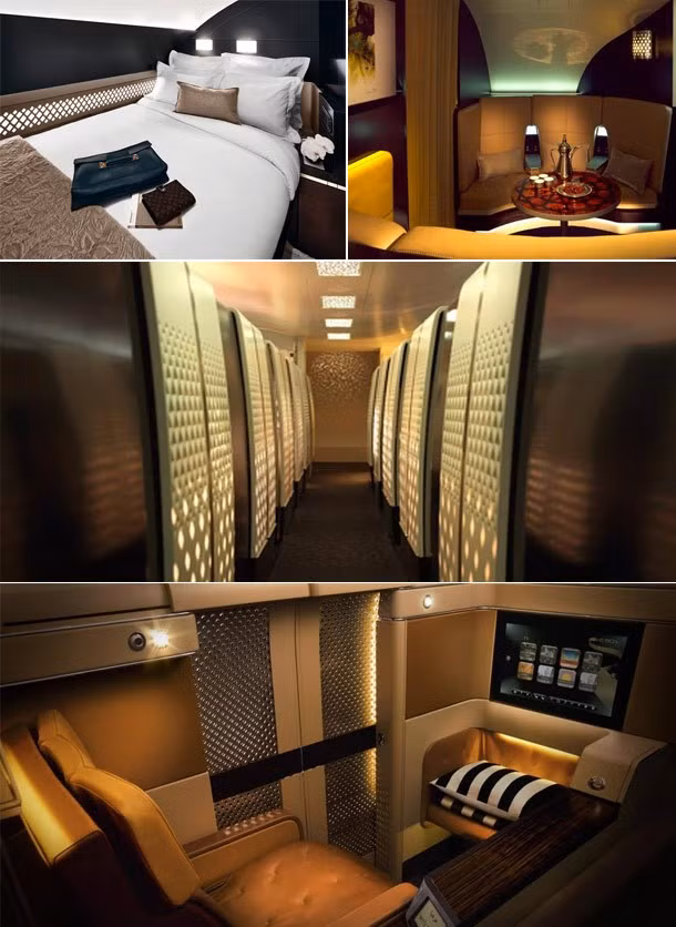 Etihad Airways (Các Tiểu Vương quốc Ả-rập Thống nhất) là một trong những hãng hàng không "sang chảnh" nhất thế giới. Etihad Airways dường như có tất cả mọi thứ mà hành khách mong muốn. Hãng hàng không này từng giành nhiều giải thưởng của World Travel Awards, bao gồm "Hãng hàng không có ghế hạng nhất tốt nhất thế giới năm 2015".