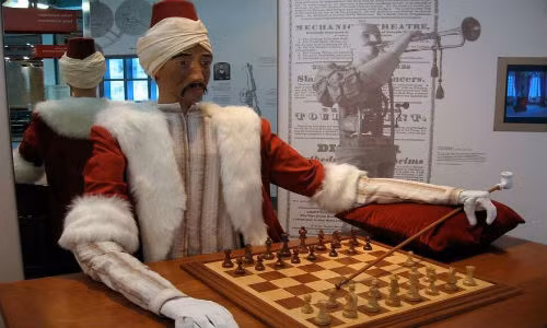 “Cỗ máy đánh cờ” Turk do Wolfgang von Kempelen thiết kế vào năm 1770. Cỗ máy này trở nên nổi tiếng ở Châu Âu và được trưng bày trong 80 năm. Tuy nhiên, trên thực tế, bên trong cỗ máy này có các cao thủ cờ vua.