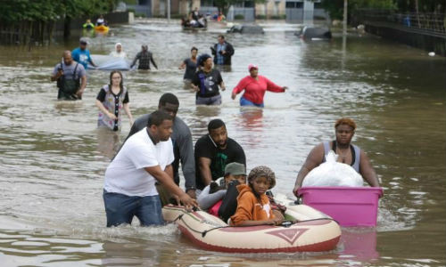 Người dân "bì bõm" lội nước.