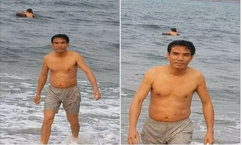 Chủ tịch UBND thị xã Cửa Lò tắm biển.