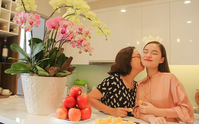 khu bếp đơn giản nhưng ấm cúng.