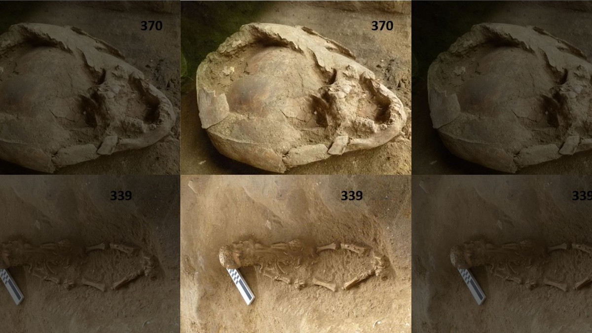 Theo các chuyên gia, hài cốt một đứa trẻ qua đời khi khoảng 18 tháng tuổi. Đứa trẻ này được chôn cất với một "chiếc mũ" là hộp sọ của trẻ em khác tầm 4 - 12 tuổi.