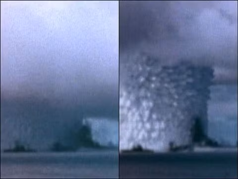 Trong số này có việc, Mỹ thử nghiệm 2 quả bom hạt nhân Able và Baker nằm trong khuôn khổ chiến dịch Crossroads (tạm dịch: Ngã Tư) tại đảo san hô Bikvòng Bikini vào giữa năm 1946.