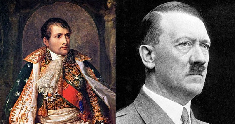 Không những vậy, Hitler còn so sánh bản thân với hoàng đế Napoleon và nhận thấy hai người có nhiều điểm chung. Đầu tiên, Hitler cho rằng ông và Napoleon đều là người nước ngoài đến một nước khác "gây dựng cơ đồ".