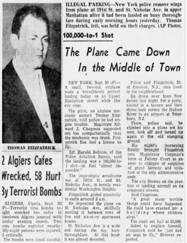 Về sau, ông Fitzpatrick bị bắt giữ và bị phạt tiền 100 USD (khoảng 800 USD theo tỷ giá hiện nay). Do người chủ sở hữu máy bay không đâm đơn kiện nên ông không bị buộc tội.