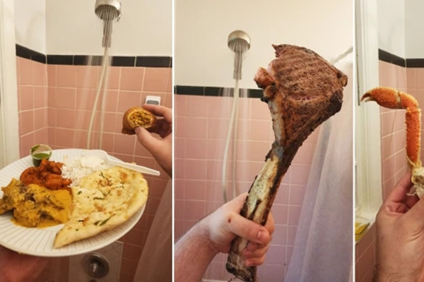Người đàn ông gây sốt vì review đồ ăn trong phòng tắm Nguoi dan ong gay sot vi review do an trong phong tam