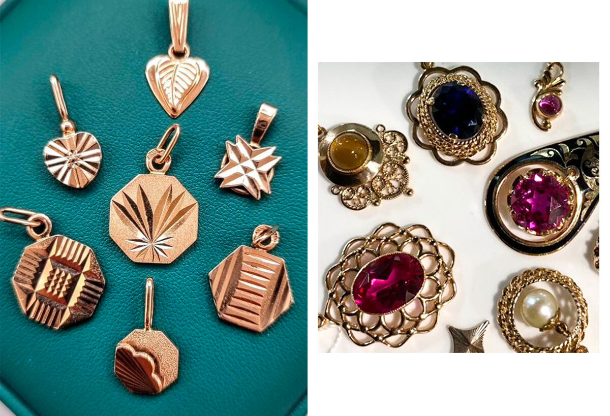 Trang sức đá bán quý: Ngoài đồ trang sức bằng đá tổng hợp, còn có những món đồ làm từ đá bán quý: malachit, hổ phách, ngọc lam hoặc san hô.