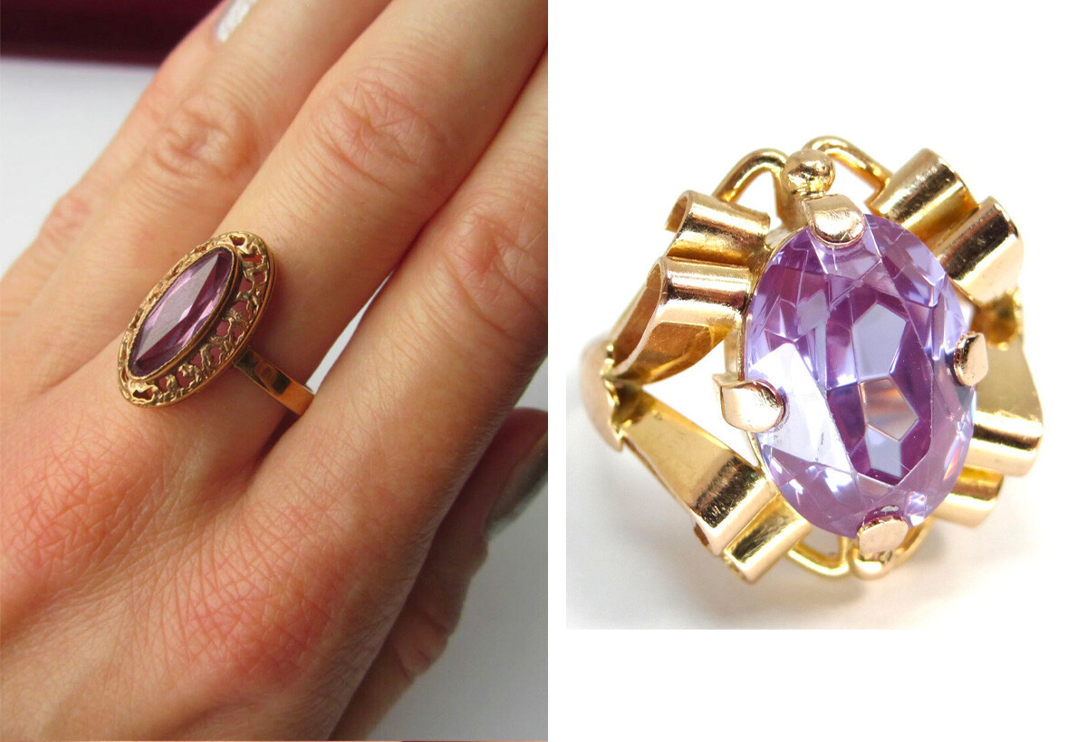 Nhẫn: Ở thời Liên Xô, nhẫn được chế tác với kiểu dáng gần giống như hoa tai và dễ dàng kết hợp.