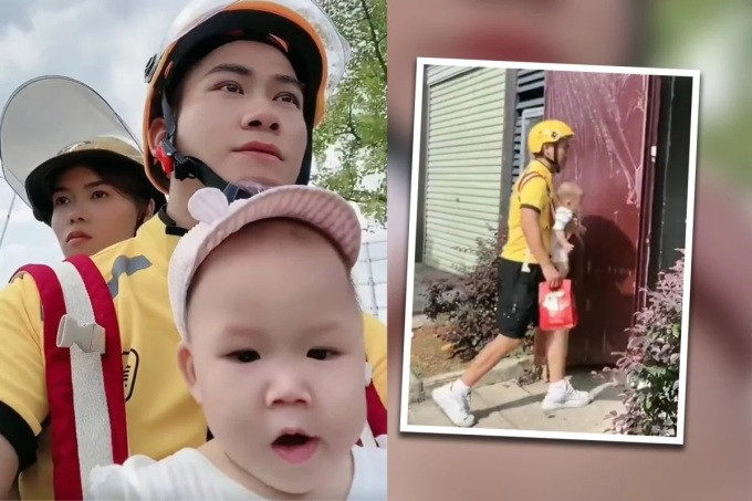 Cam dong cau chuyen cua nam shipper cho vo con cung di lam-Hinh-2