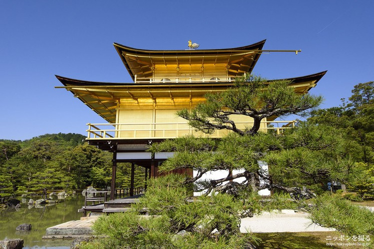 Tầng ba cũng được trang trí mạ vàng cả bên trong lẫn bên ngoài, bên trên cùng là con phượng hoàng đúc bằng vàng đang tung cánh.