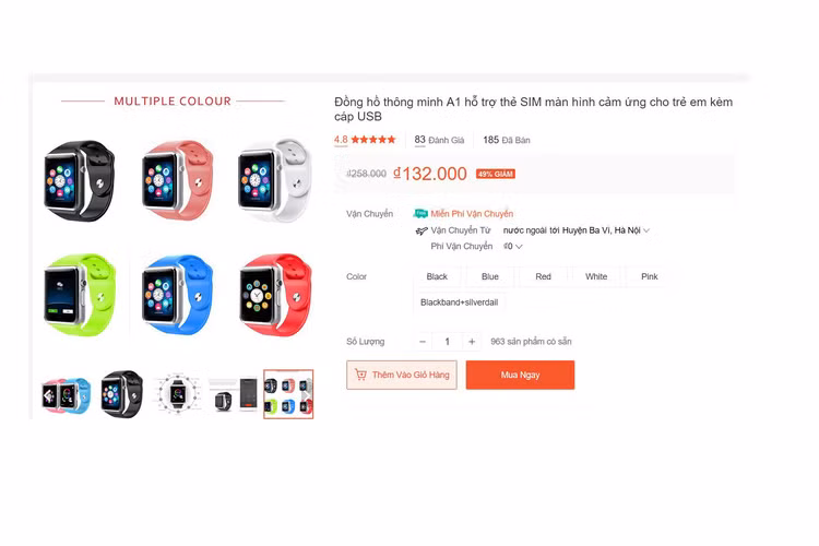 Đây là chiếc đồng hồ thông minh trẻ em đang được bán tràn lan với giá chỉ khoảng hơn 100k trên các trang TMĐT. Ngoài thiết kế ăn theo Apple Watch, rất nhiều người đã đặt mua sản phẩm này vì hứa hẹn làm được đủ thứ, từ kết nối Bluetooth với điện thoại cho tới cắm được SIM để nhắn tin, gọi điện hay cả chiếc camera selfie ở mặt trước - điều mà smartwatch bây giờ còn không có. 